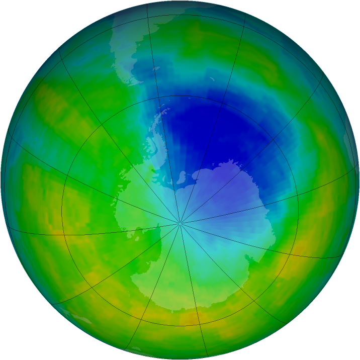 Antarctic ozone map for 22 November 1994